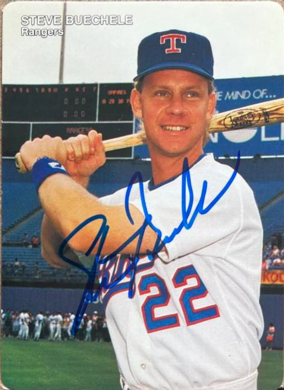 Steve Buechele Signed 1990 Mother's Cookies Baseball Card - Texas Rangers