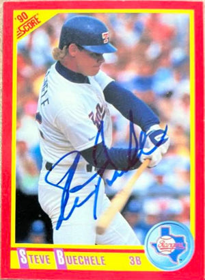 Steve Buechele Signed 1990 Score Baseball Card - Texas Rangers