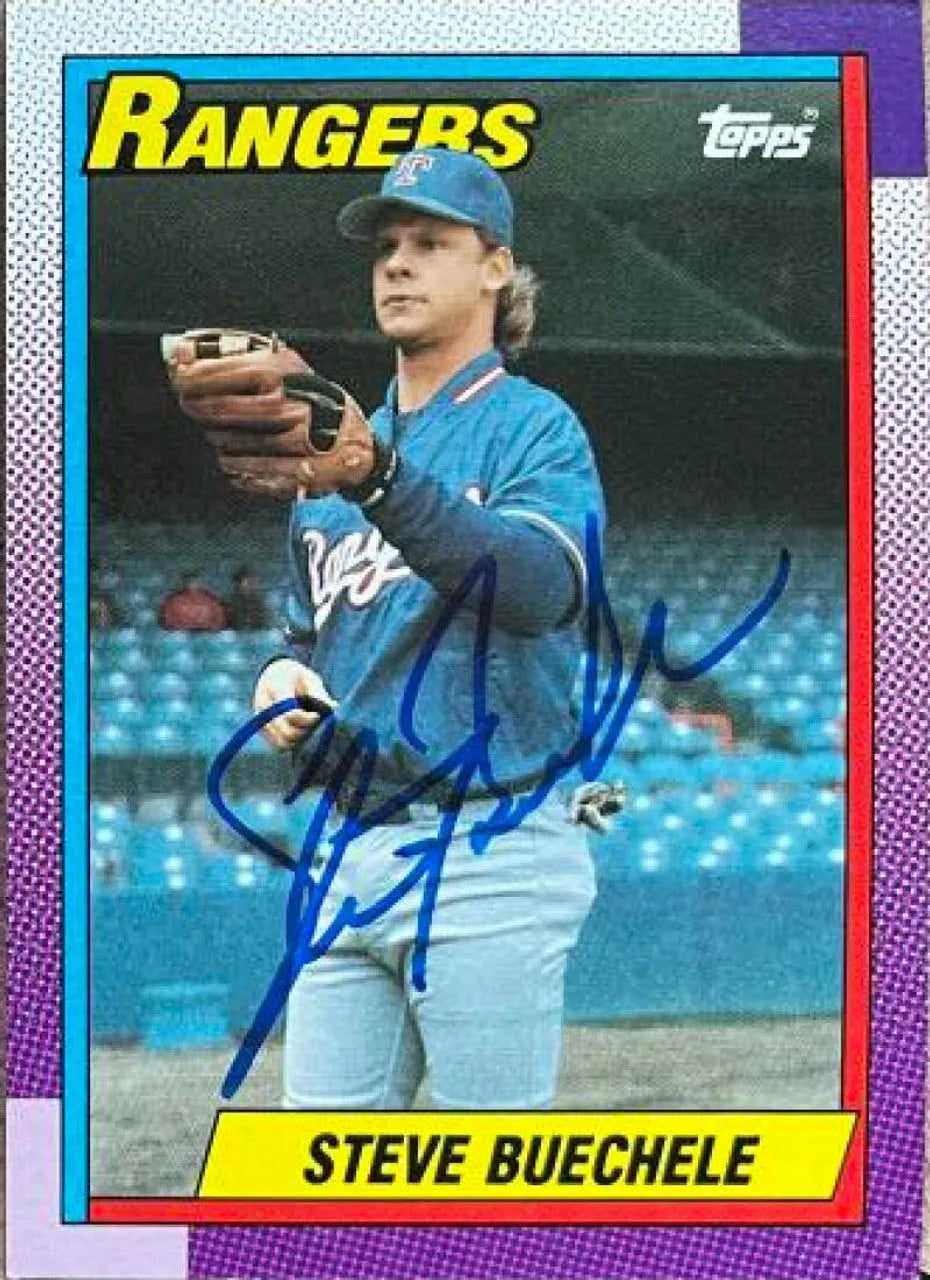 Steve Buechele Signed 1990 Topps Baseball Card - Texas Rangers