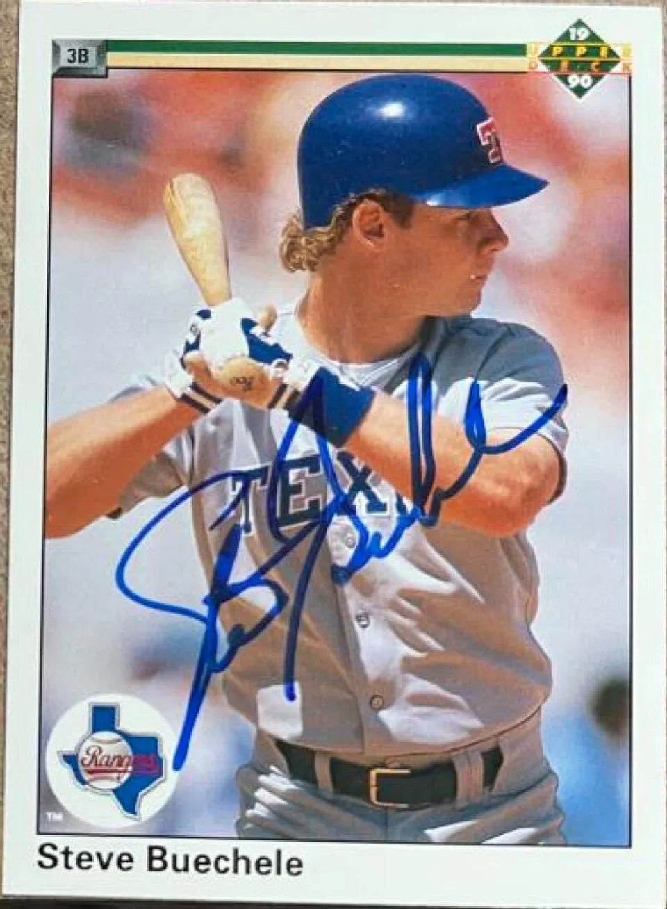 Steve Buechele Signed 1990 Upper Deck Baseball Card - Texas Rangers