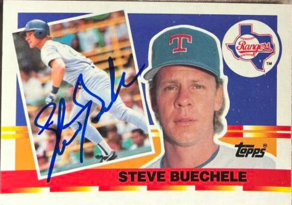 Steve Buechele Signed 1990 Topps Big Baseball Card - Texas Rangers