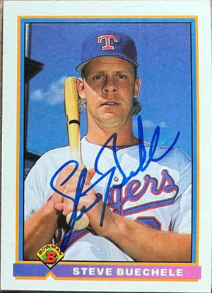 Steve Buechele Signed 1991 Bowman Baseball Card - Texas Rangers