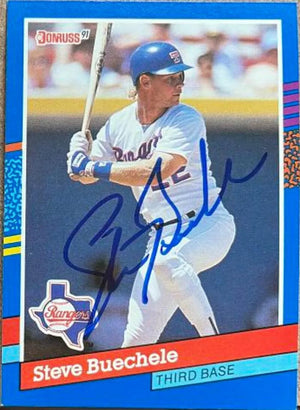 Steve Buechele Signed 1991 Donruss Baseball Card - Texas Rangers