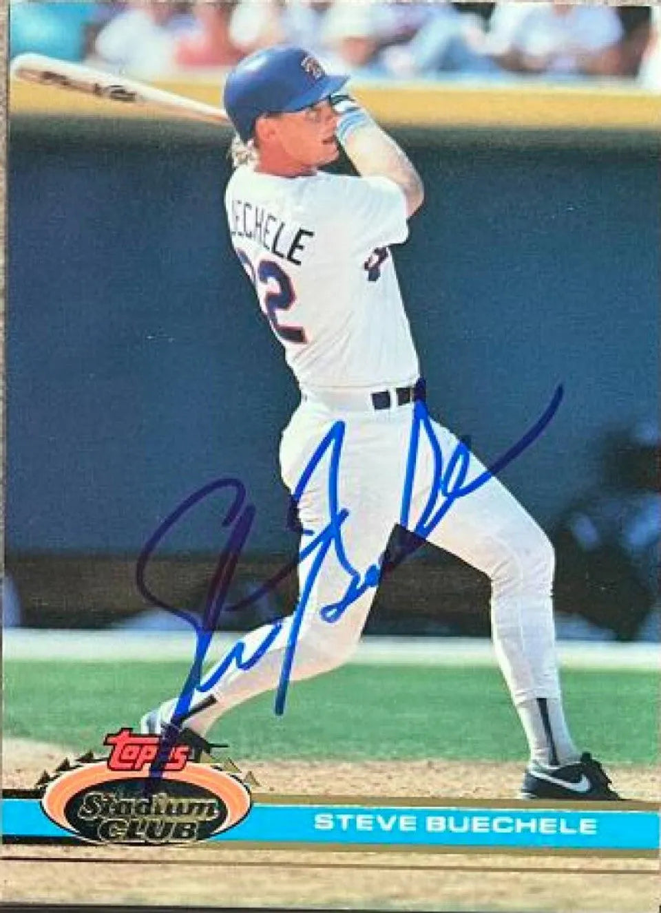 Steve Buechele Signed 1991 Stadium Club Baseball Card - Texas Rangers