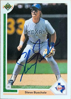 Steve Buechele Signed 1991 Upper Deck Baseball Card - Texas Rangers