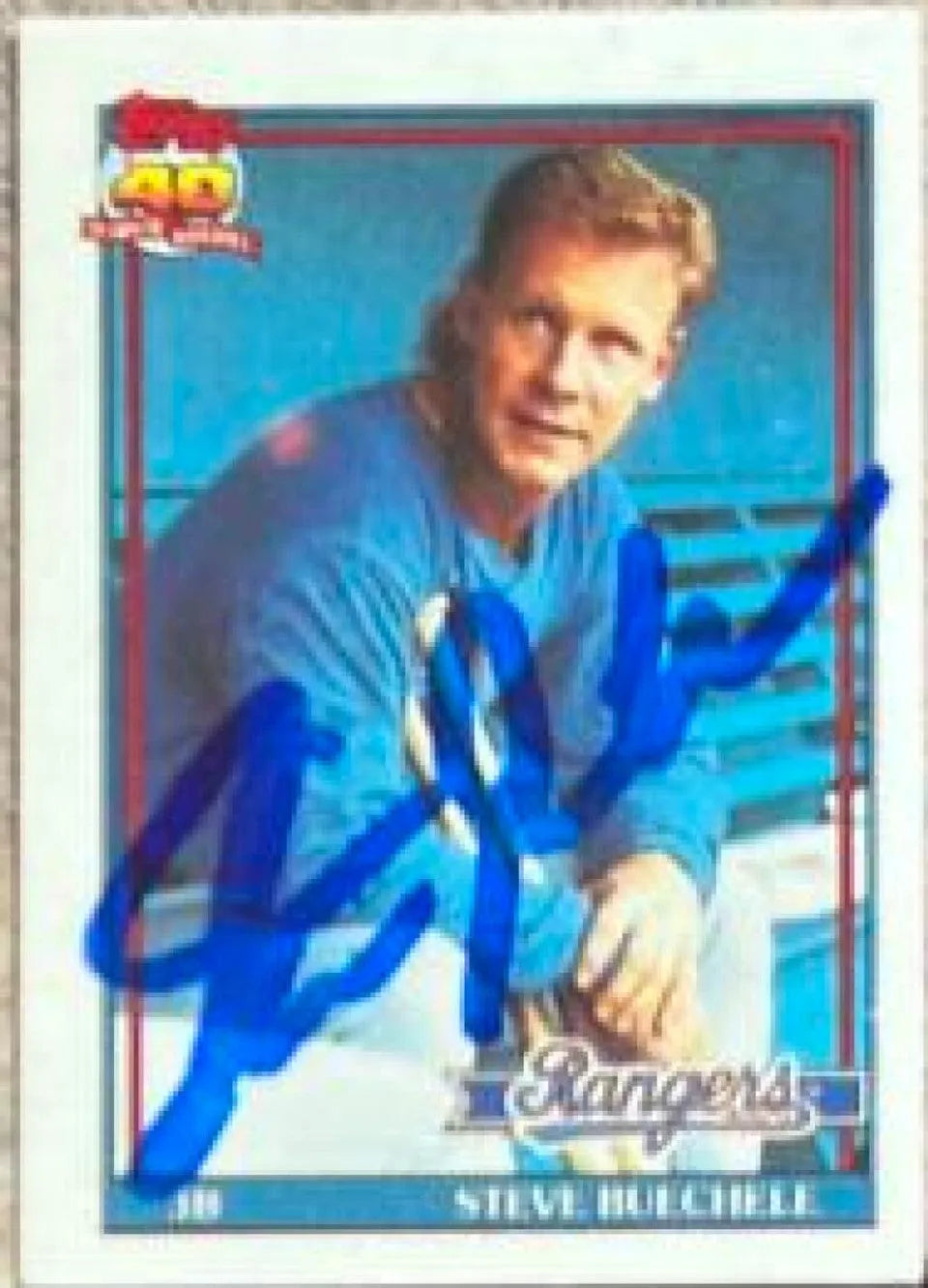 スティーブ・ブエチェル直筆サイン入り 1991 Topps マイクロ ベースボール カード - テキサス レンジャーズ