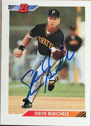 Steve Buechele Signed 1992 Bowman Baseball Card - Pittsburgh Pirates