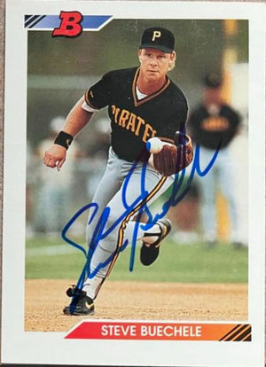 Steve Buechele Signed 1992 Bowman Baseball Card - Pittsburgh Pirates