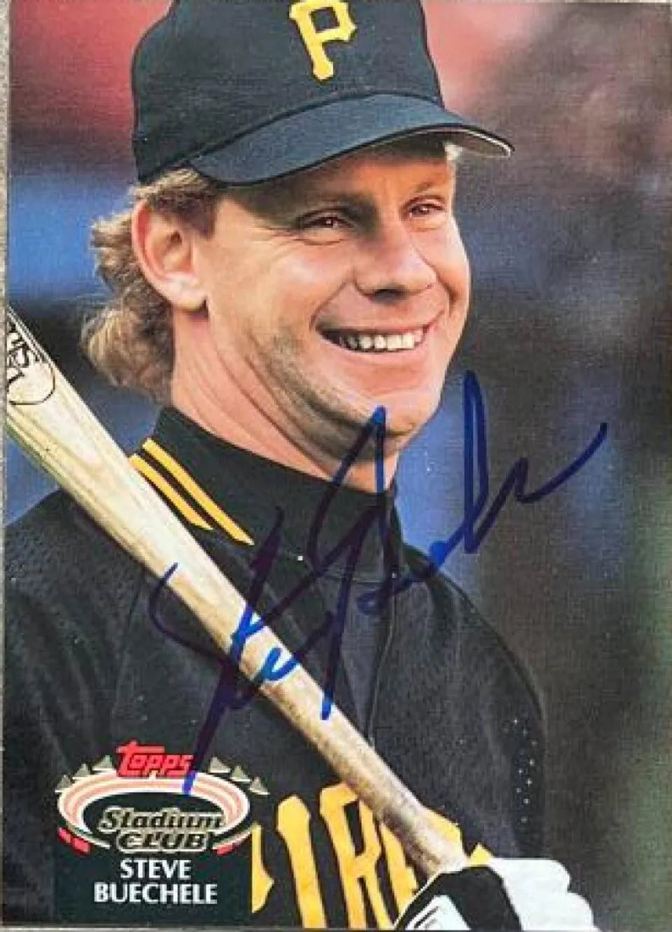 Steve Buechele Signed 1992 Stadium Club Baseball Card - Pittsburgh Pirates