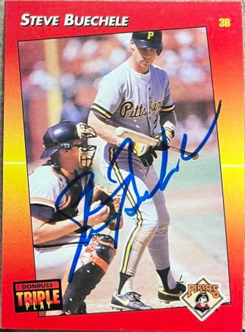 Steve Buechele Signed 1992 Triple Play Baseball Card - Pittsburgh Pirates