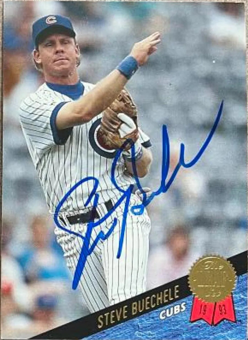 Steve Buechele Signed 1993 Leaf Baseball Card - Chicago Cubs