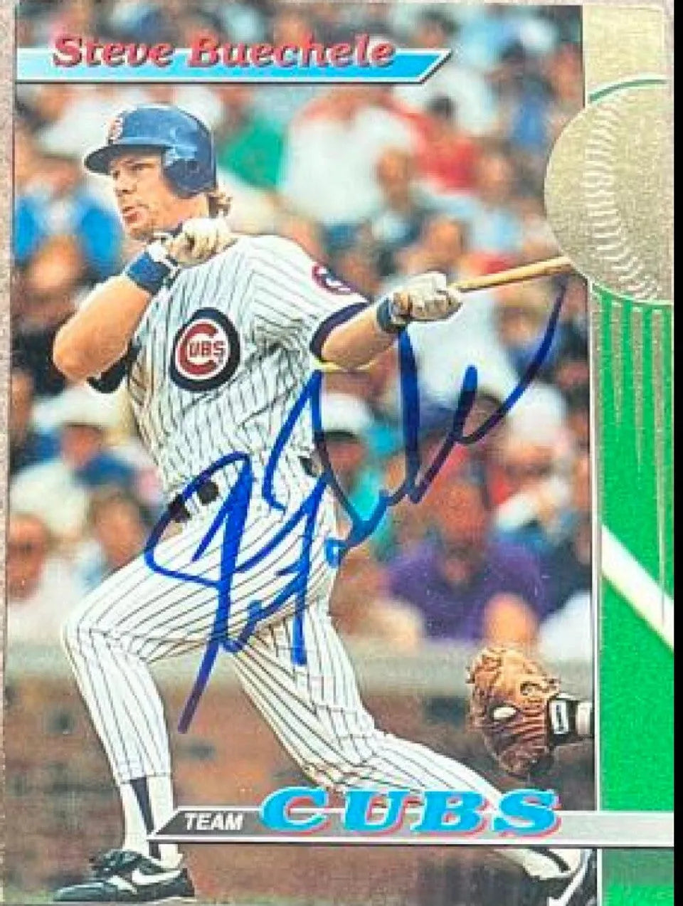 Steve Buechele Signed 1993 Stadium Club Team Baseball Card - Chicago Cubs