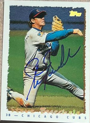 Steve Buechele Signed 1995 Topps Cyberstats Baseball Card - Chicago Cubs