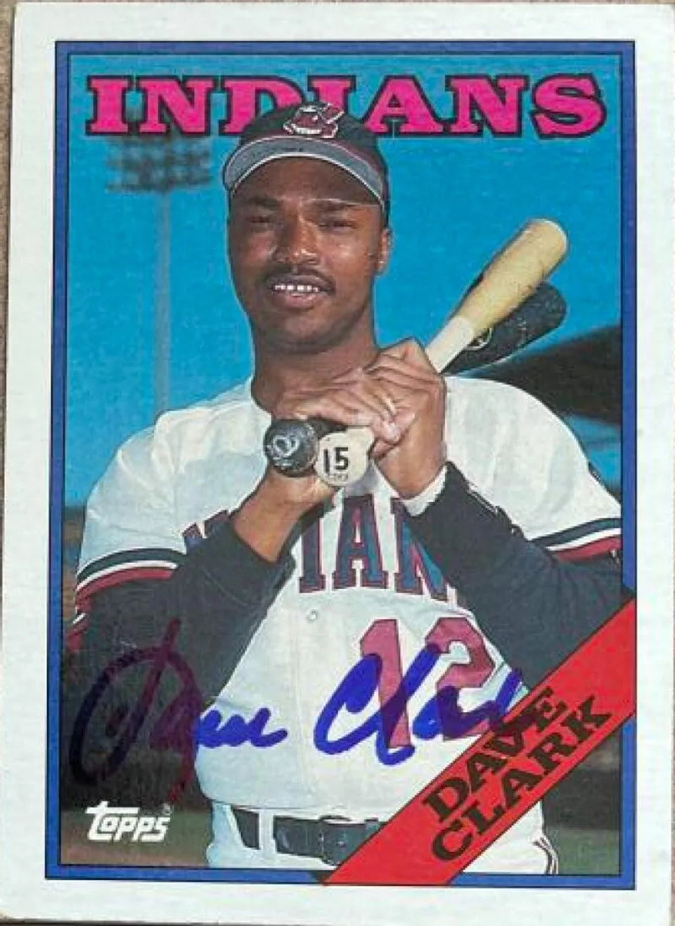 Dave Clark Signed 1988 Topps Baseball Card - Cleveland Indians