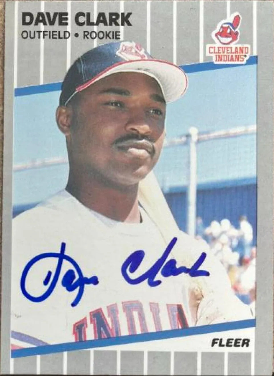 Dave Clark Signed 1989 Fleer Baseball Card - Cleveland Indians