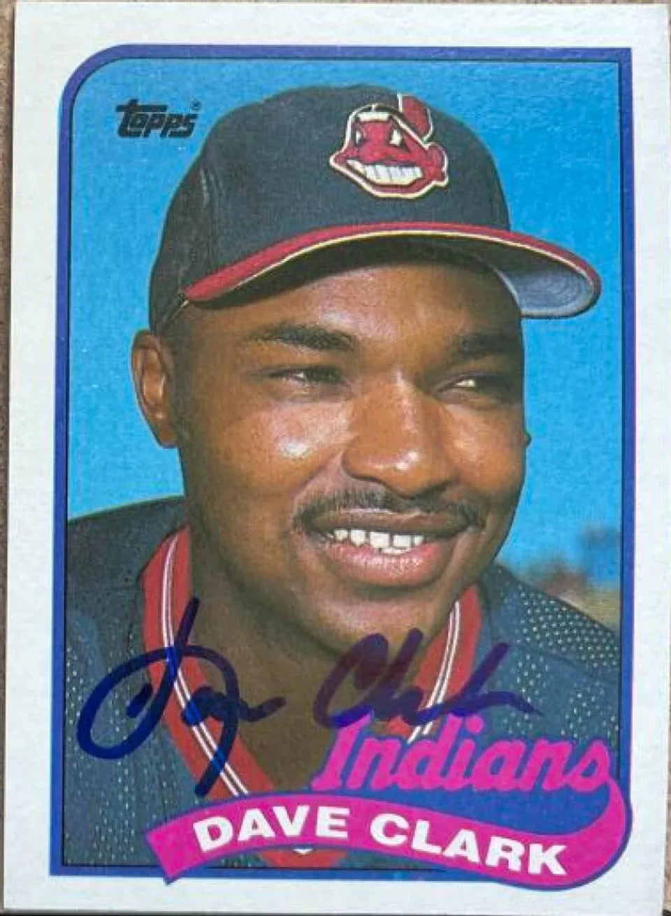 Dave Clark Signed 1989 Topps Baseball Card - Cleveland Indians