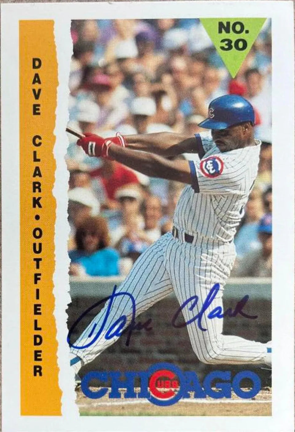 Dave Clark Signed 1990 Marathon Baseball Card - Chicago Cubs