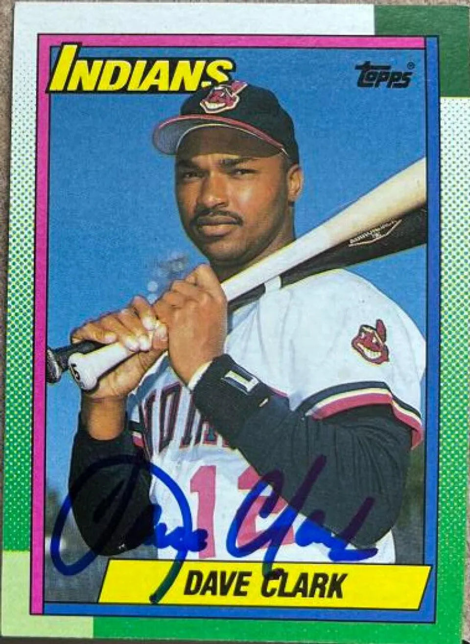 デイブ・クラーク サイン入り 1990 Topps ベースボールカード - クリーブランド・インディアンス