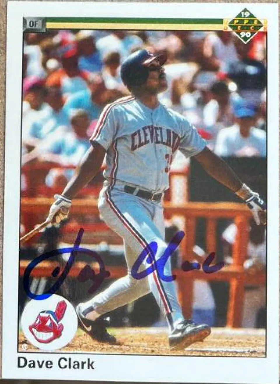 Dave Clark Signed 1990 Upper Deck Baseball Card - Cleveland Indians