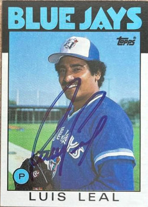 Luis Leal Signed 1986 Topps Baseball Card - Toronto Blue Jays