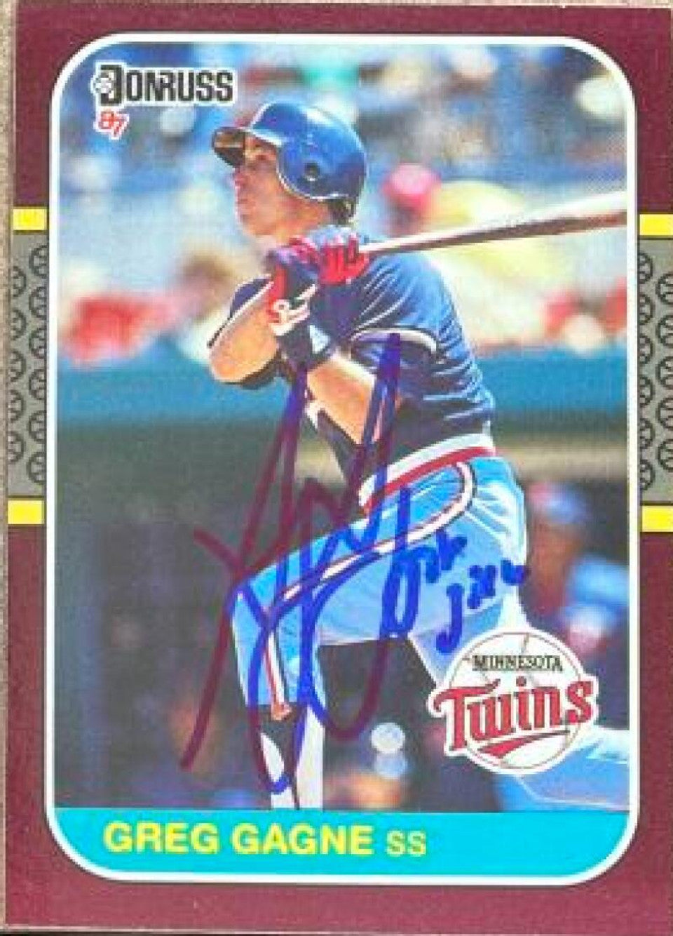 Greg Gagne Signed 1987 Donruss Opening Day Baseball Card - Minnesota Twins