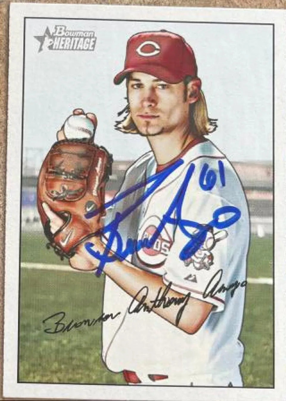 Bronson Arroyo Signed 2007 Bowman Heritage Baseball Card - Cincinnati Reds