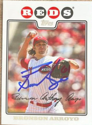 Bronson Arroyo Signed 2008 Topps Baseball Card - Cincinnati Reds