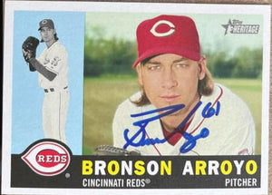 Bronson Arroyo Signed 2009 Topps Heritage Baseball Card - Cincinnati Reds