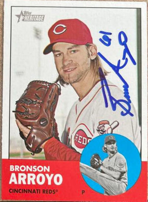 ブロンソン・アロヨ サイン入り 2012 Topps Heritage ベースボールカード - シンシナティ・レッズ