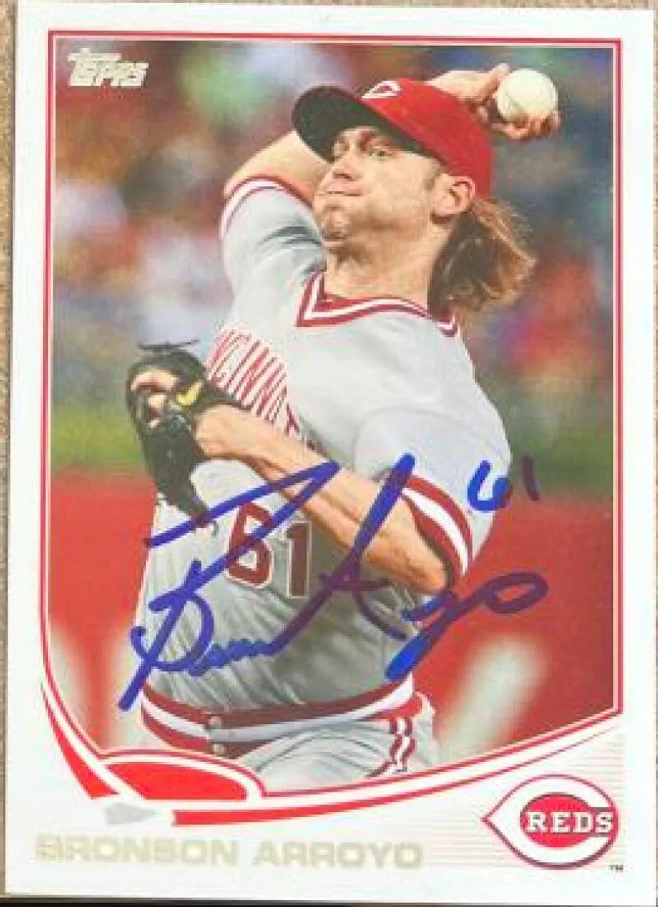 Bronson Arroyo Signed 2013 Topps Baseball Card - Cincinnati Reds