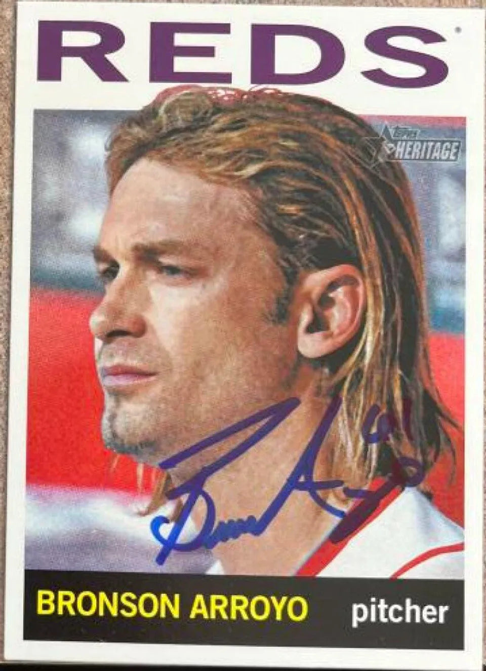 Bronson Arroyo Signed 2013 Topps Heritage Baseball Card - Cincinnati Reds