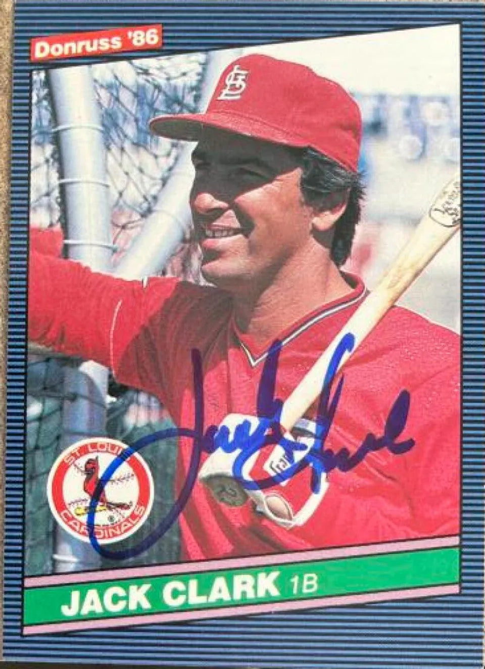 Jack Clark Signed 1986 Donruss Baseball Card - St Louis Cardinals