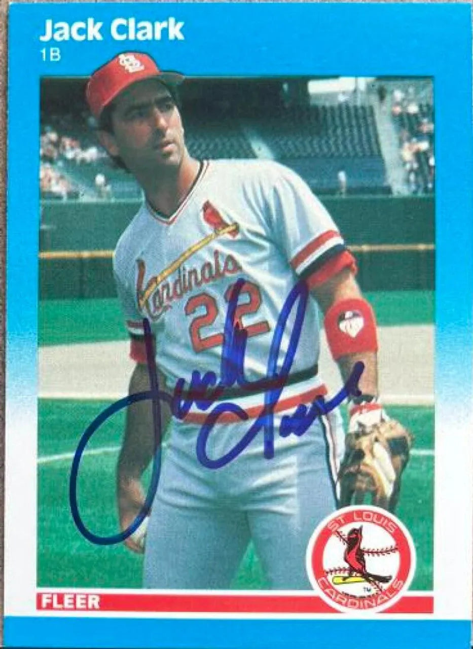 Jack Clark Signed 1987 Fleer Baseball Card - St Louis Cardinals