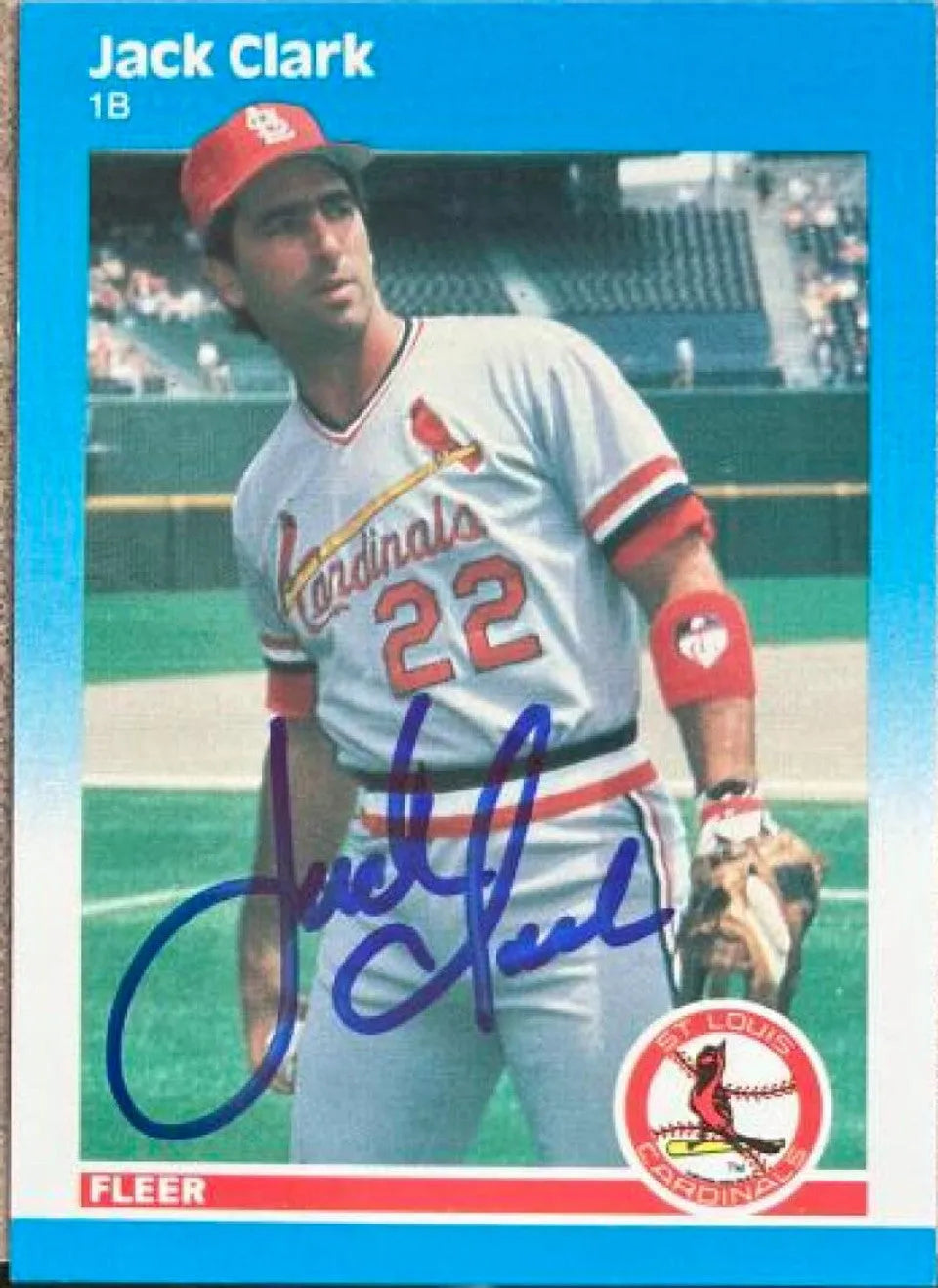 Jack Clark Signed 1987 Fleer Glossy Baseball Card - St Louis Cardinals