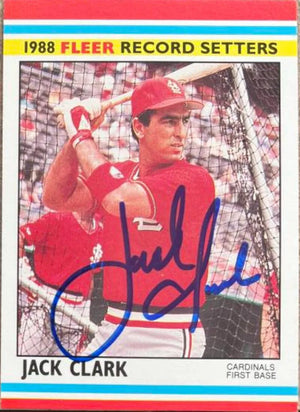 Jack Clark Signed 1988 Fleer Record Setters Baseball Card - St Louis Cardinals