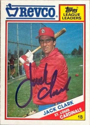 Jack Clark Signed 1988 Topps Revco League Leaders Baseball Card - St Louis Cardinals