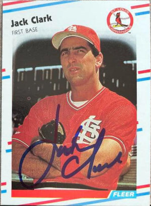 Jack Clark Signed 1988 Fleer Baseball Card - St Louis Cardinals