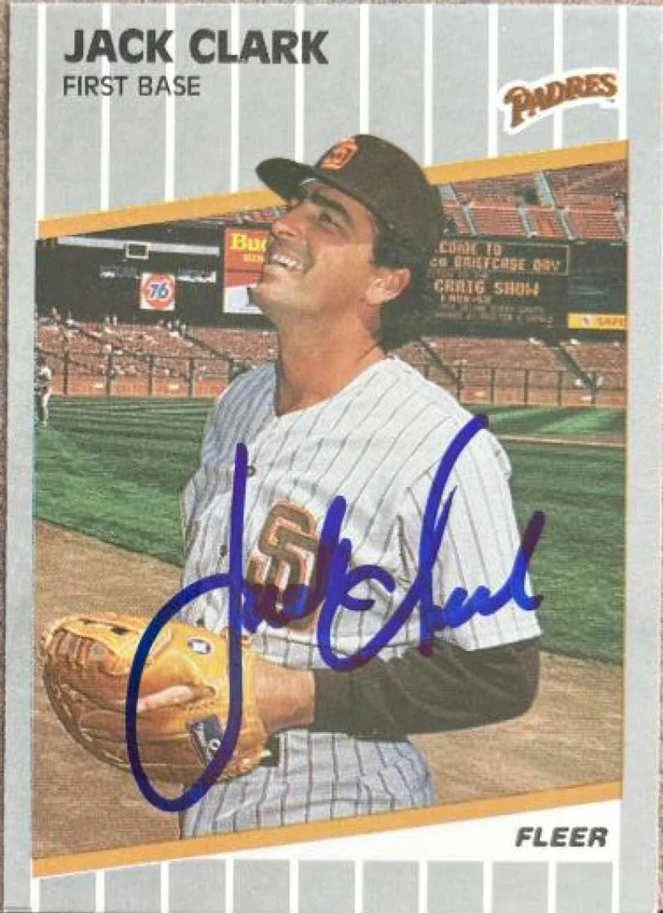 Jack Clark Signed 1989 Fleer Update Baseball Card - San Diego Padres