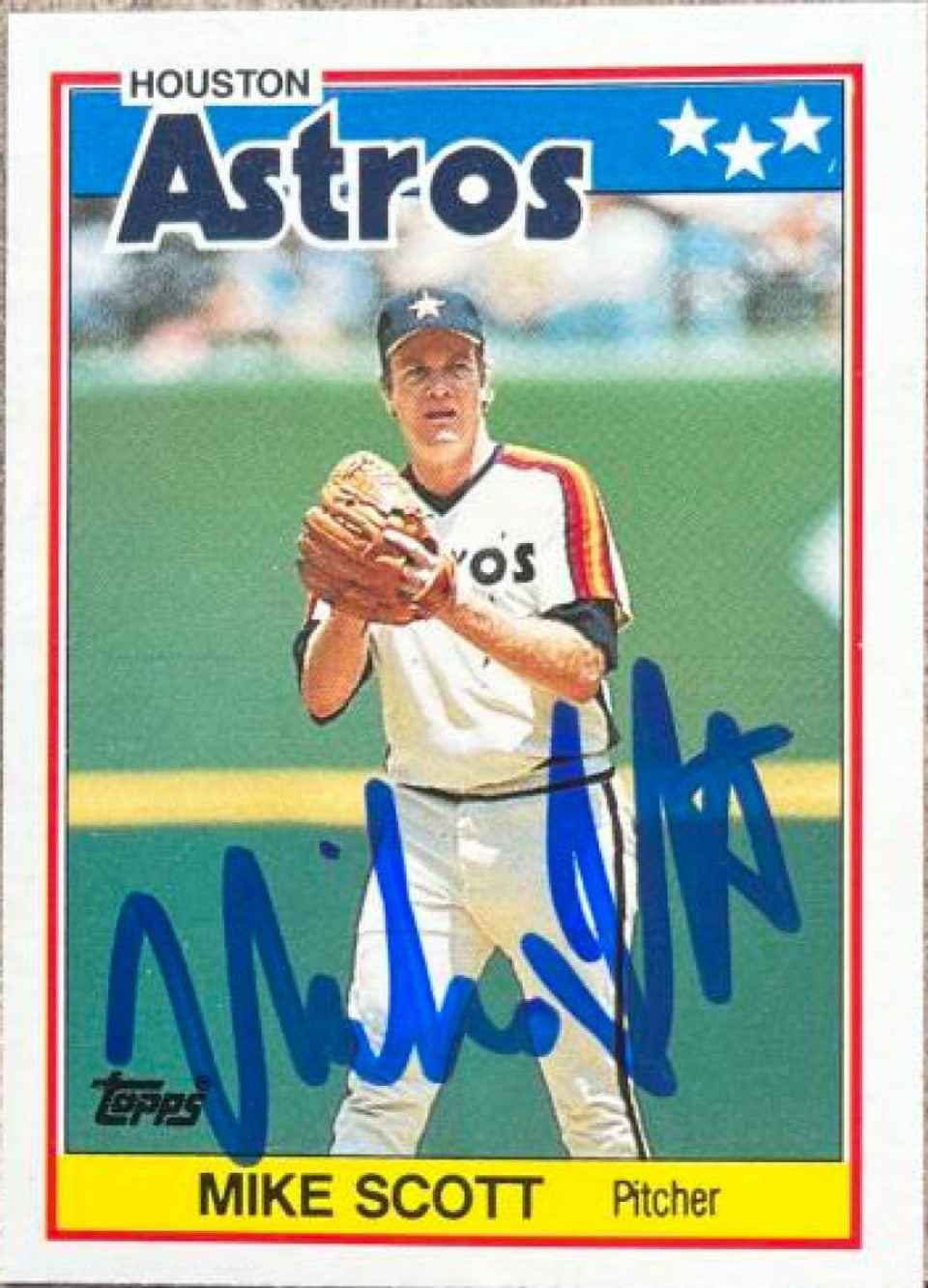 マイク・スコット直筆サイン入り 1988 Topps UK ミニ ベースボール カード - ヒューストン アストロズ