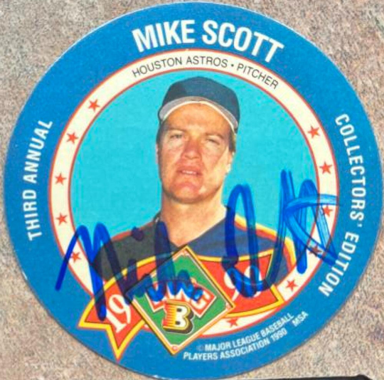 Mike Scott Signed 1990 King B Discs Baseball Card - Houston Astros