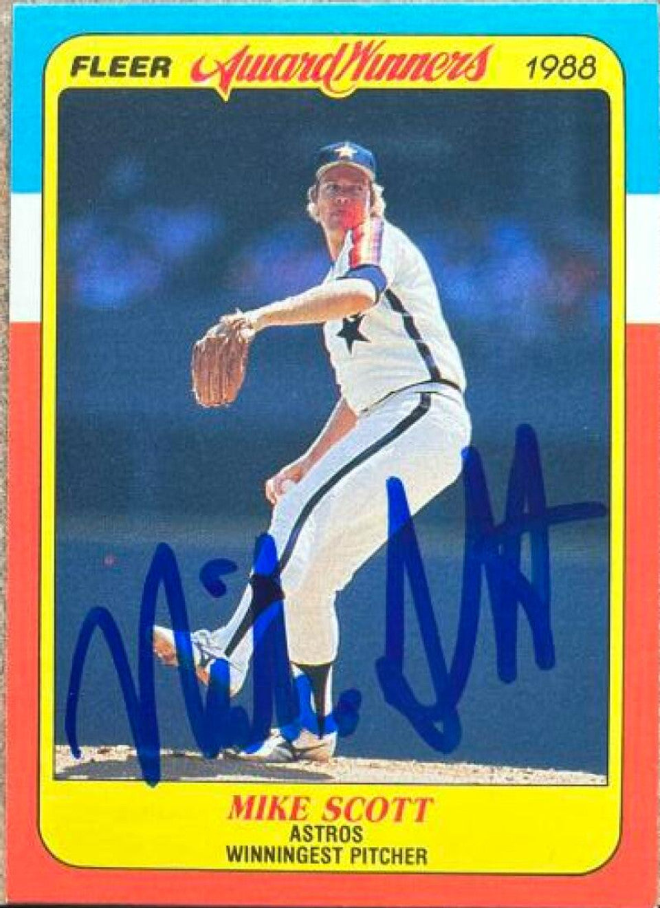 Mike Scott Signed 1988 Fleer Award Winners Baseball Card - Houston Astros