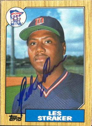 Les Straker Signed 1987 Topps Traded Baseball Card - Minnesota Twins