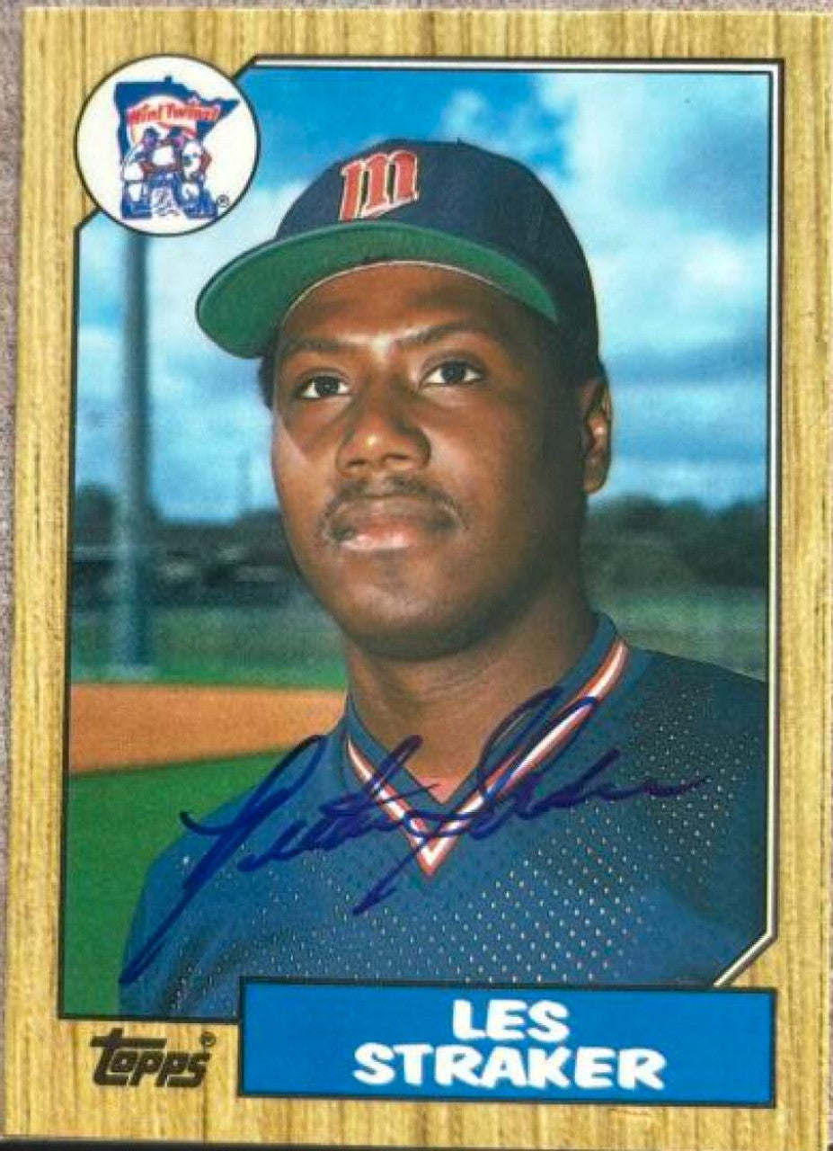 Les Straker Signed 1987 Topps Tiffany Traded Baseball Card - Minnesota Twins