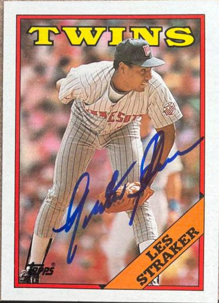 Les Straker Signed 1988 Topps Baseball Card - Minnesota Twins