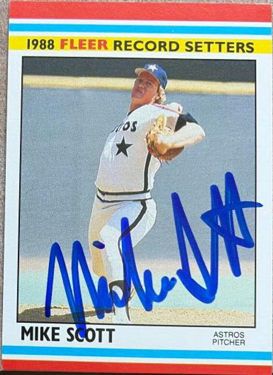 Mike Scott Signed 1988 Fleer Record Setters Baseball Card - Houston Astros