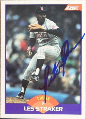 Les Straker Signed 1989 Score Baseball Card - Minnesota Twins