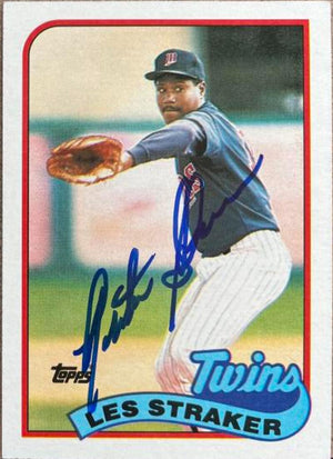 Les Straker Signed 1989 Topps Baseball Card - Minnesota Twins