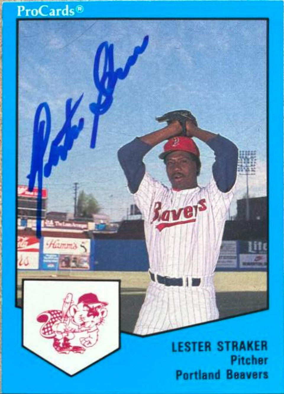 Les Straker Signed 1989 ProCards AAA Baseball Card - Portland Beavers