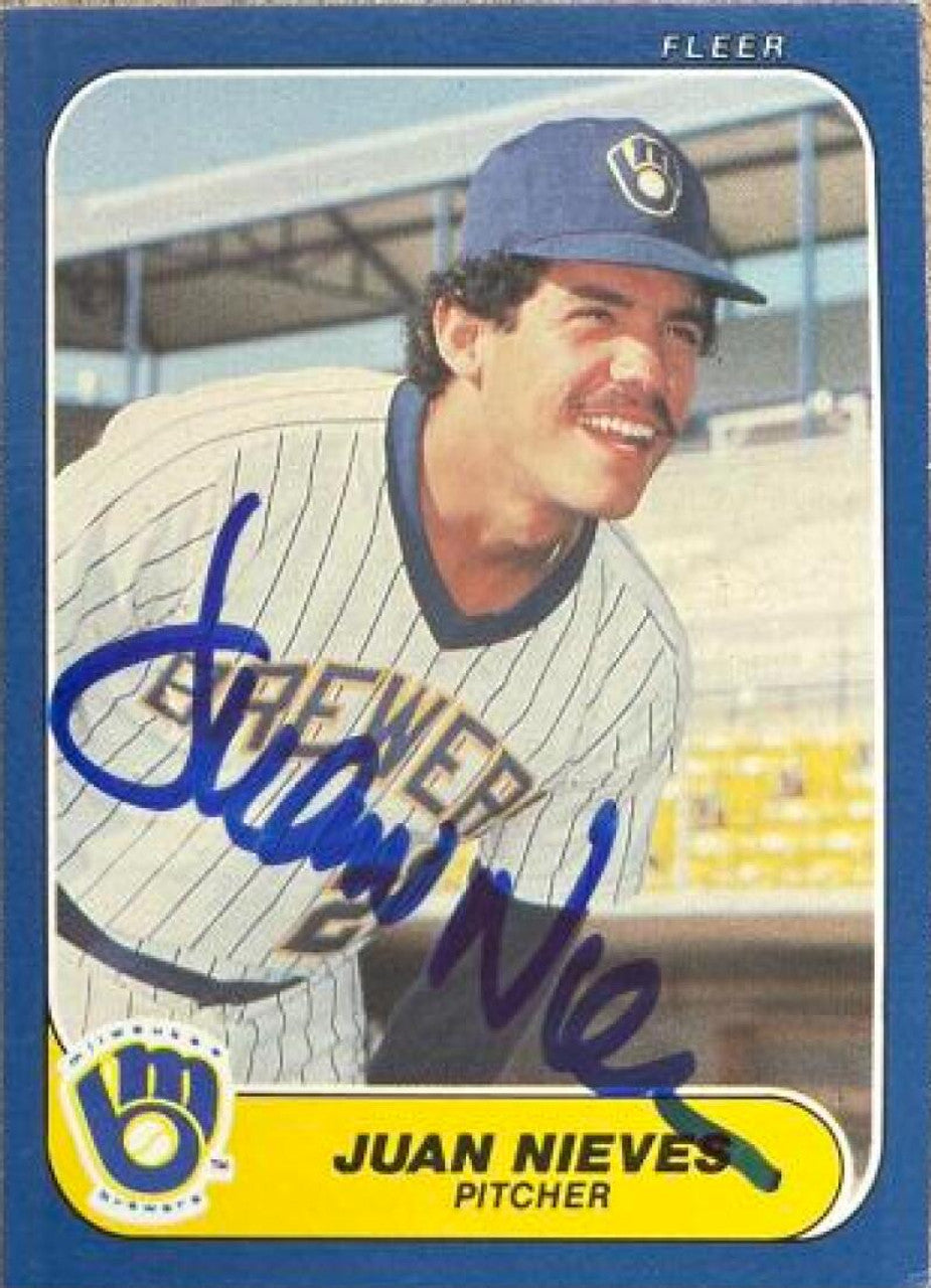 Juan Nieves Signed 1986 Fleer Update Baseball Card - Milwaukee Brewers