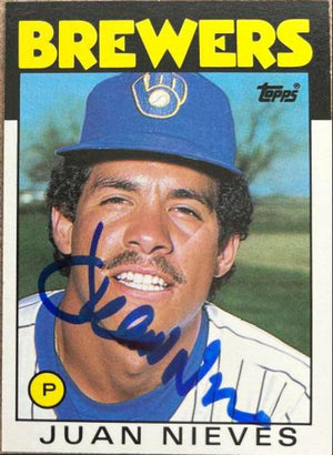 Juan Nieves Signed 1986 Topps Traded Baseball Card - Milwaukee Brewers